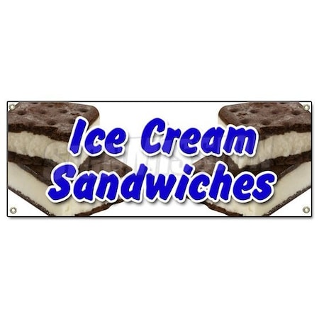 Signmission Ice Cream Sandwiches Banner Heavy Duty 13 Oz Vinyl with Grommets B-Ice Cream Sandwiches